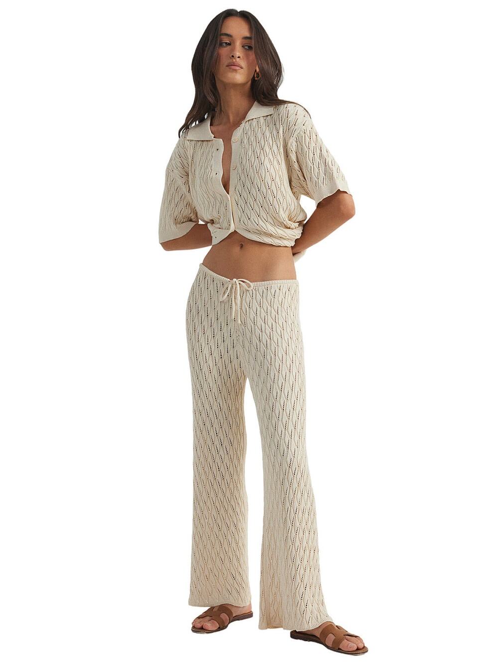 Revolve SNDYS Womens XS Claire Pants Beachy Knit Summer Vacation Resortwear